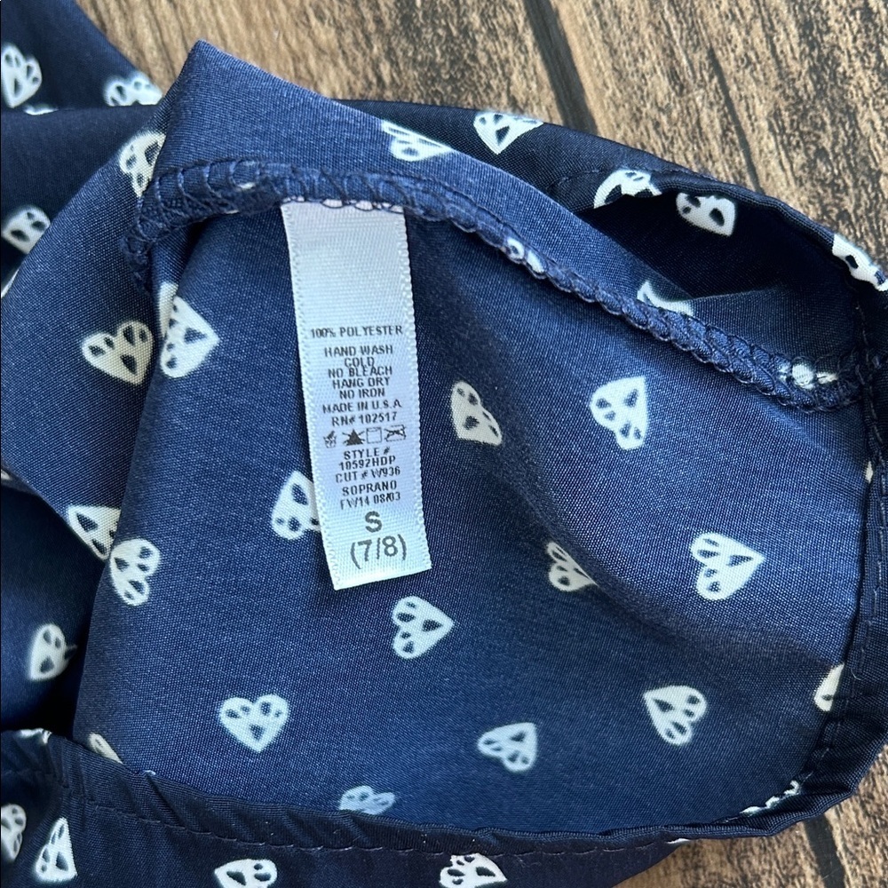 Soprano Navy Heart Pattern Kids Dress - Picture 4 of 5